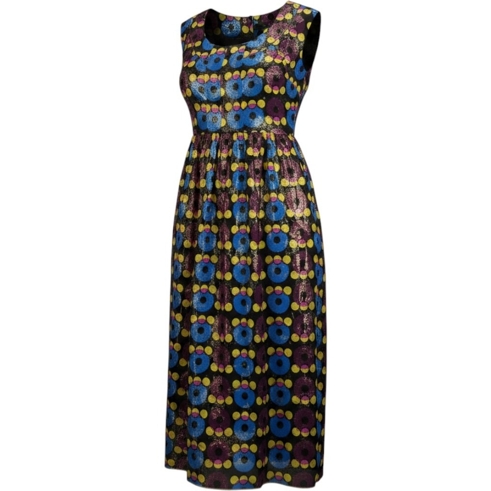 Anna Sui Metallic Geo dot vtg Print Sleeveless Shift Dress Size 1 - Picture 1 of 4
